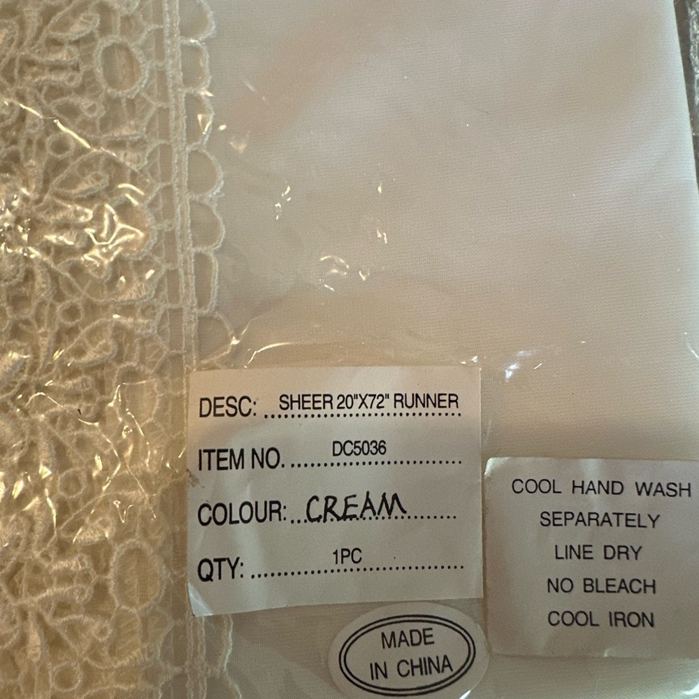 Sheer Cream Table Runner